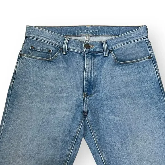 Mott & Bow Mens 31x32 Slim Fit Benson Jeans Stretch Denim 19 Months Light Blue